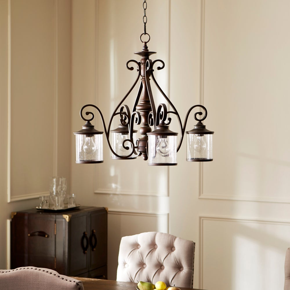 San Miguel 4 Light Traditional Vintage Copper Chandelier