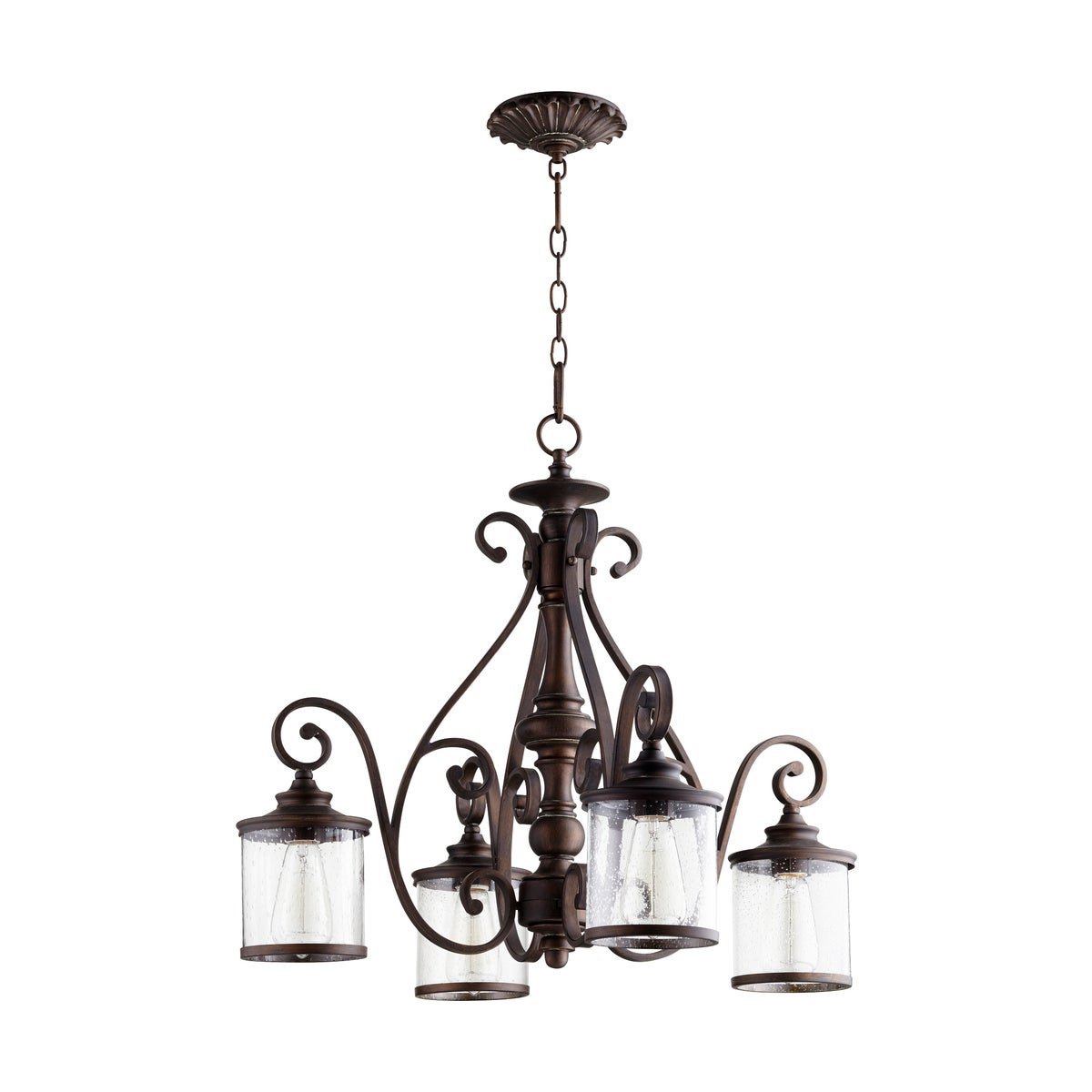 San Miguel 4 Light Traditional Vintage Copper Chandelier
