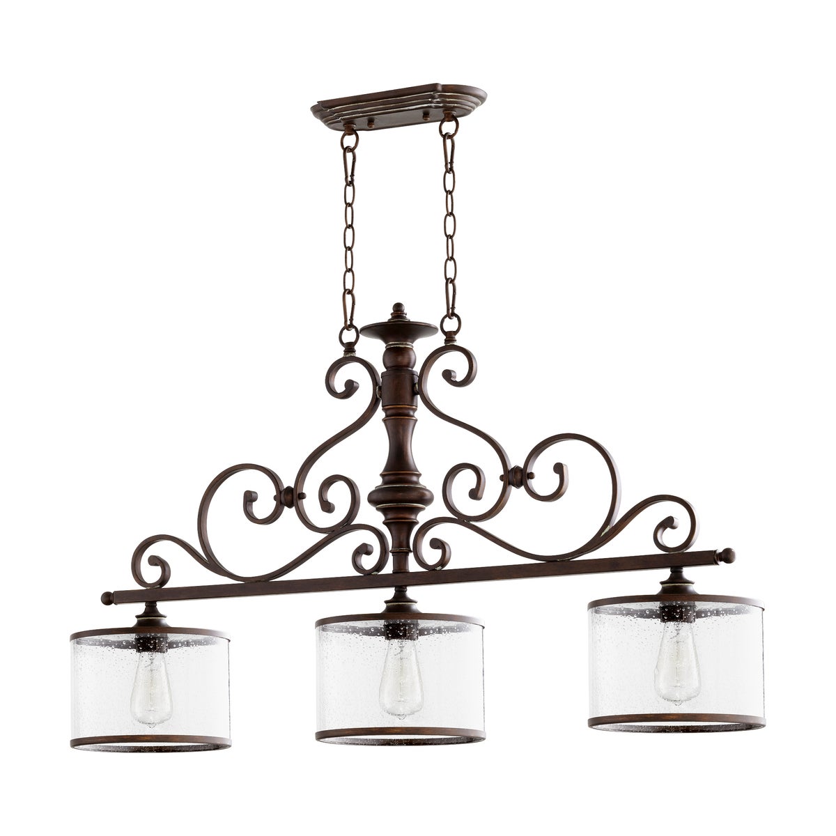 San Miguel 3 Light Traditional Vintage Copper Linear Pendant