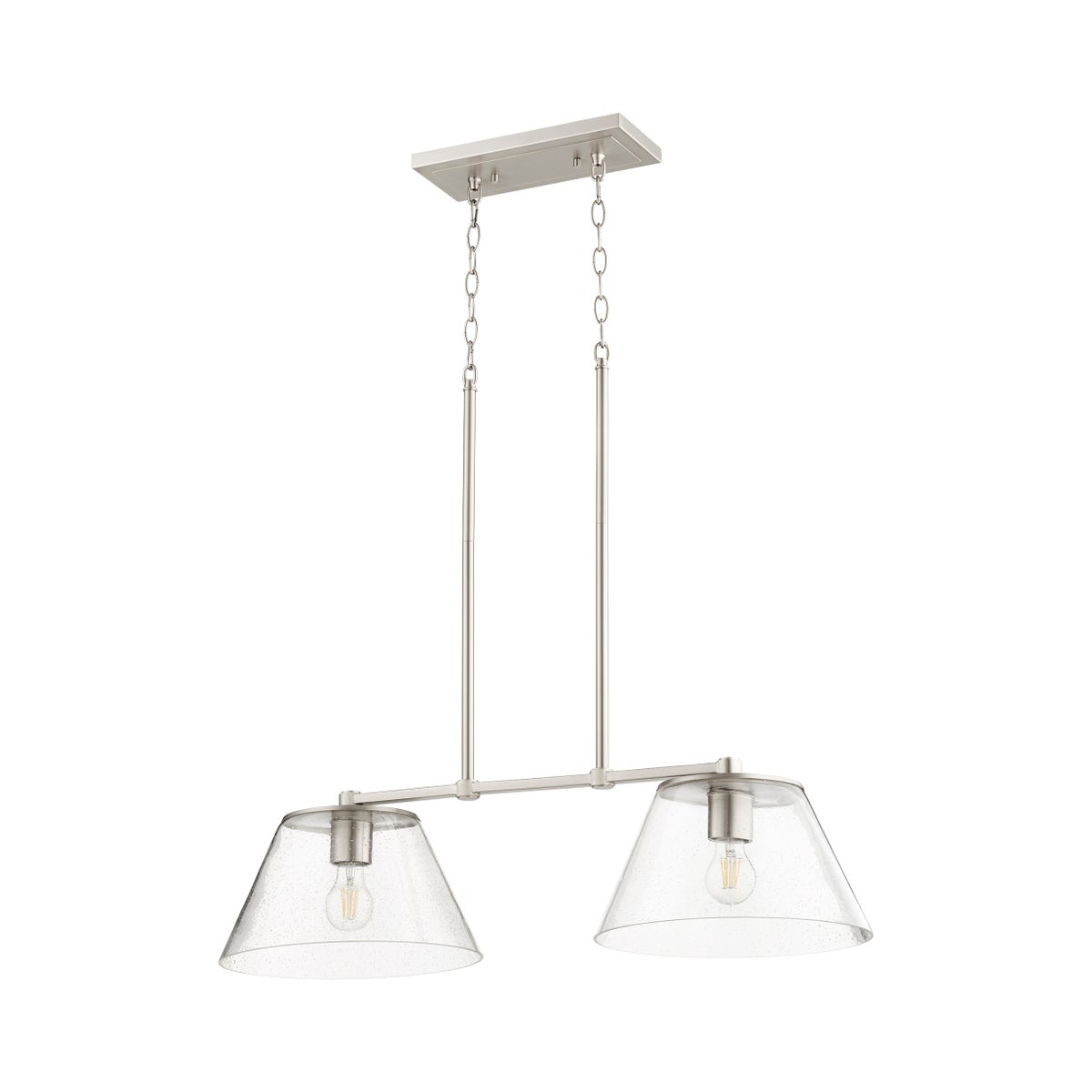 Dunbar 2 Light Soft Contemporary Satin Nickel Linear Pendant