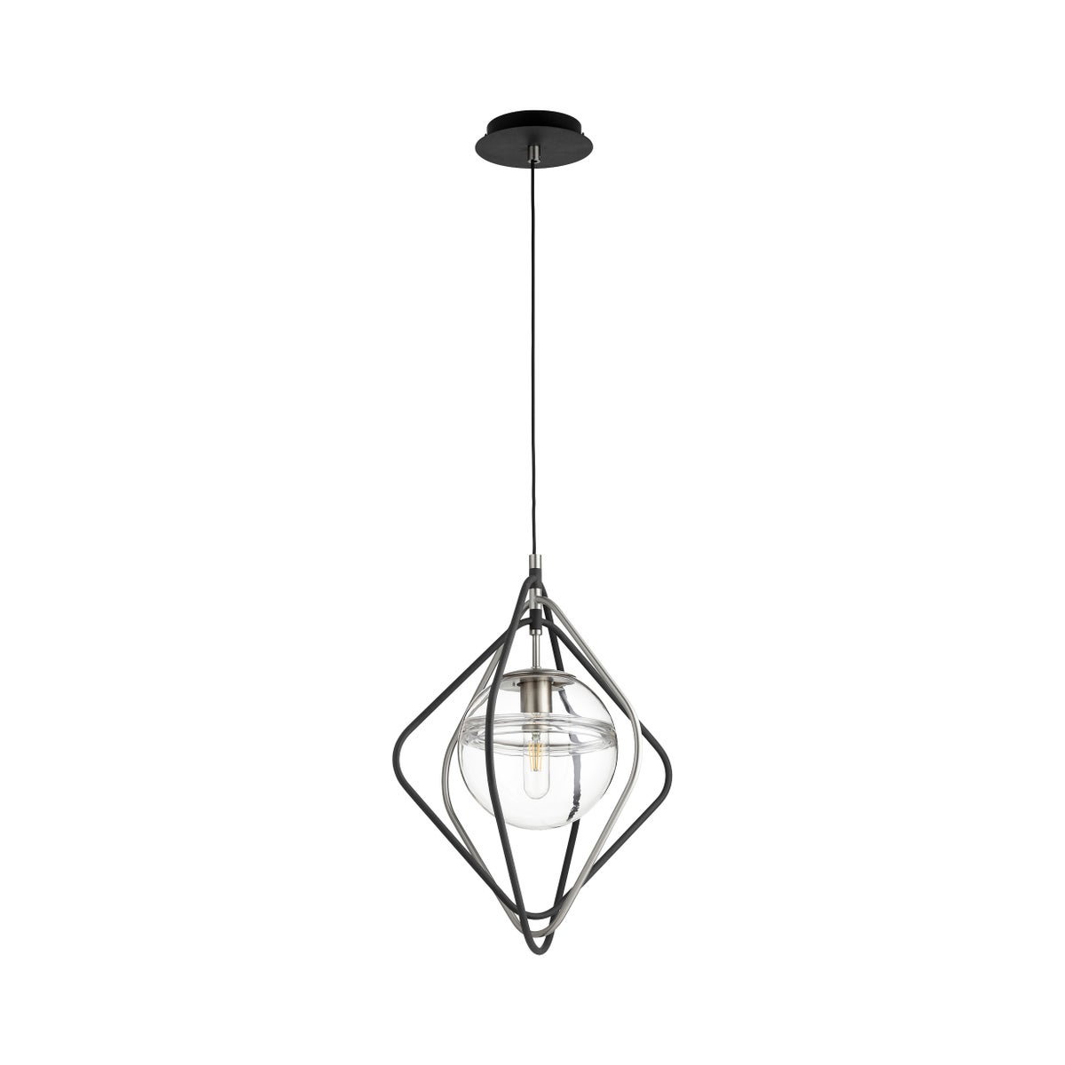 Gimble 1-Light Black/Satin Nickel Pendant