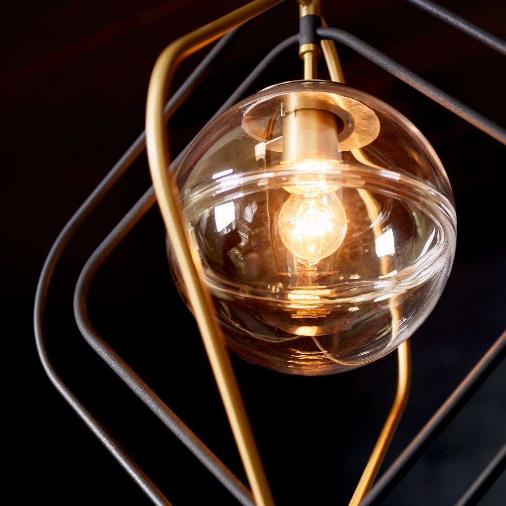 Gimble 1-Light Black/Aged Brass Pendant