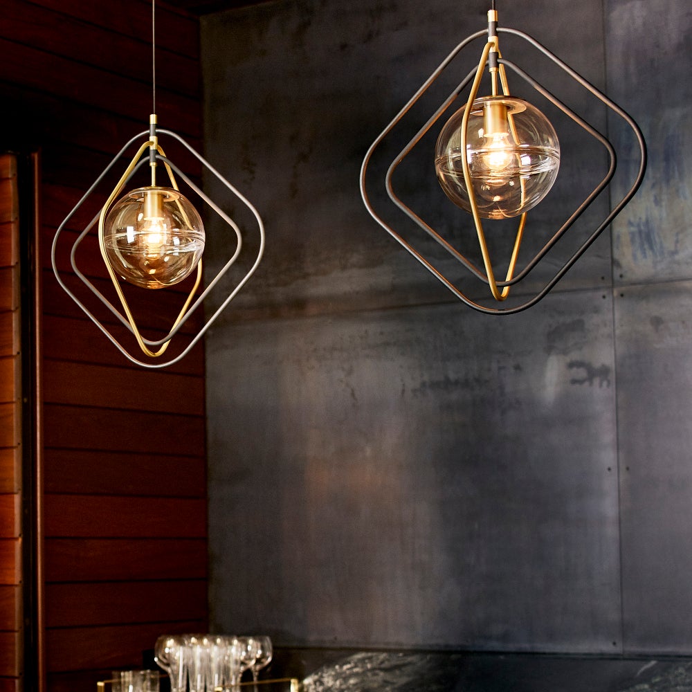 Gimble 1-Light Black/Aged Brass Pendant
