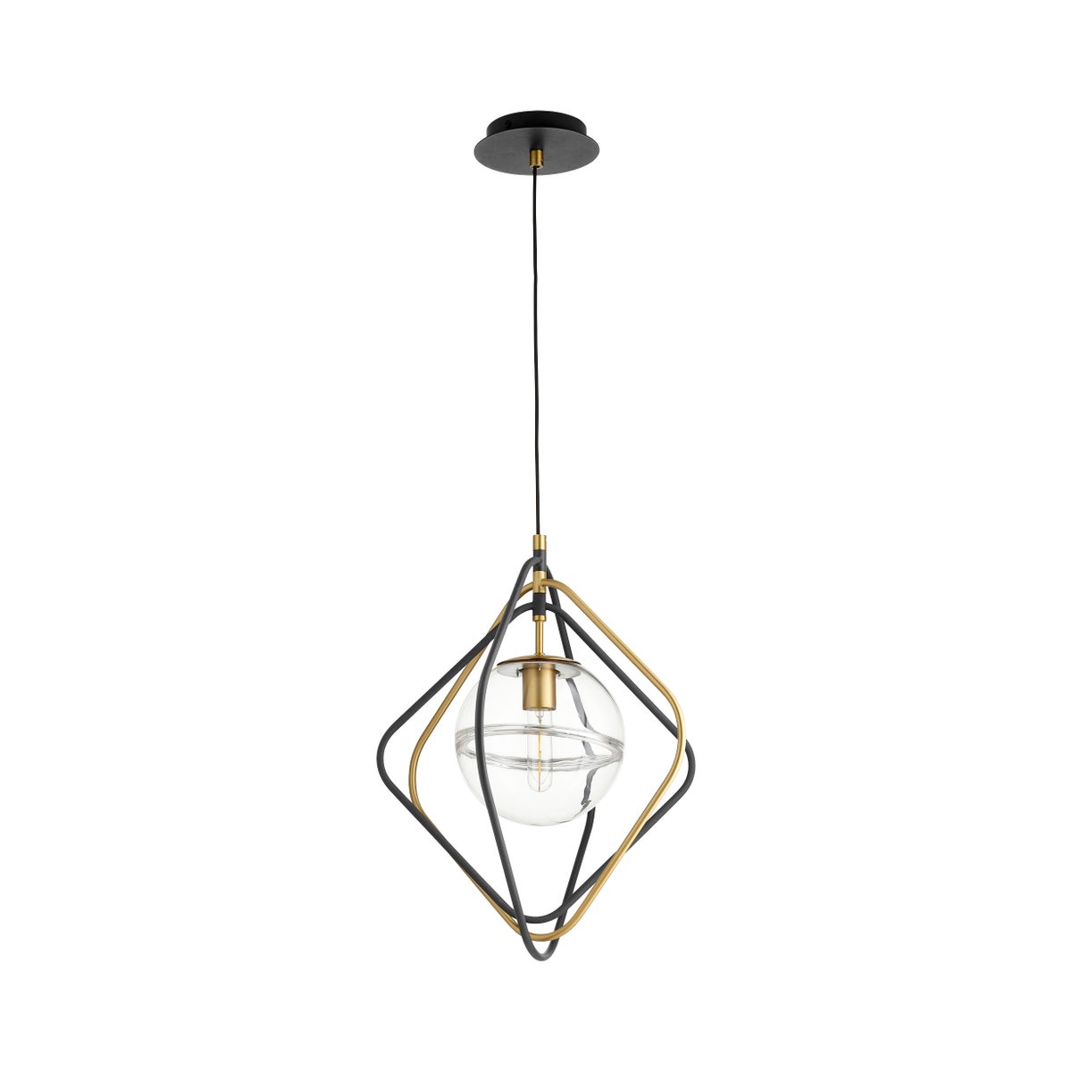 Gimble 1-Light Black/Aged Brass Pendant