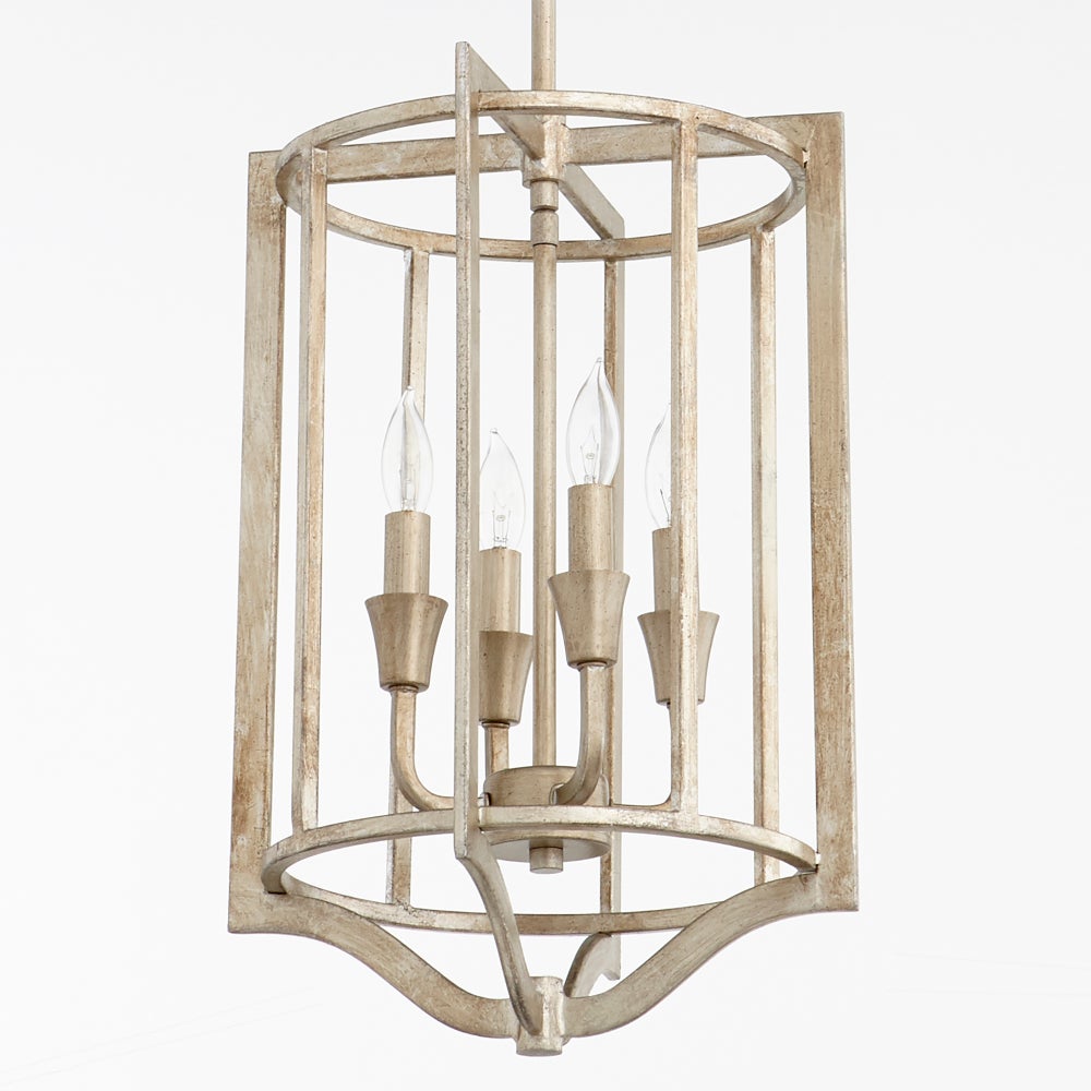MARQUEE 4 Light Pendant - Aged Silver Leaf