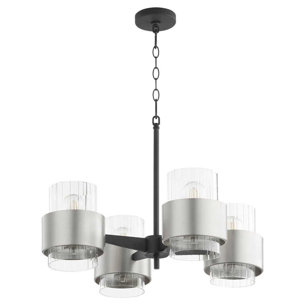 EPSILON 4 Light Chandelier - Black/Satin Nickel
