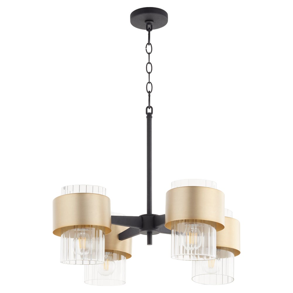 EPSILON 4 Light Chandelier - Black/Aged Brass