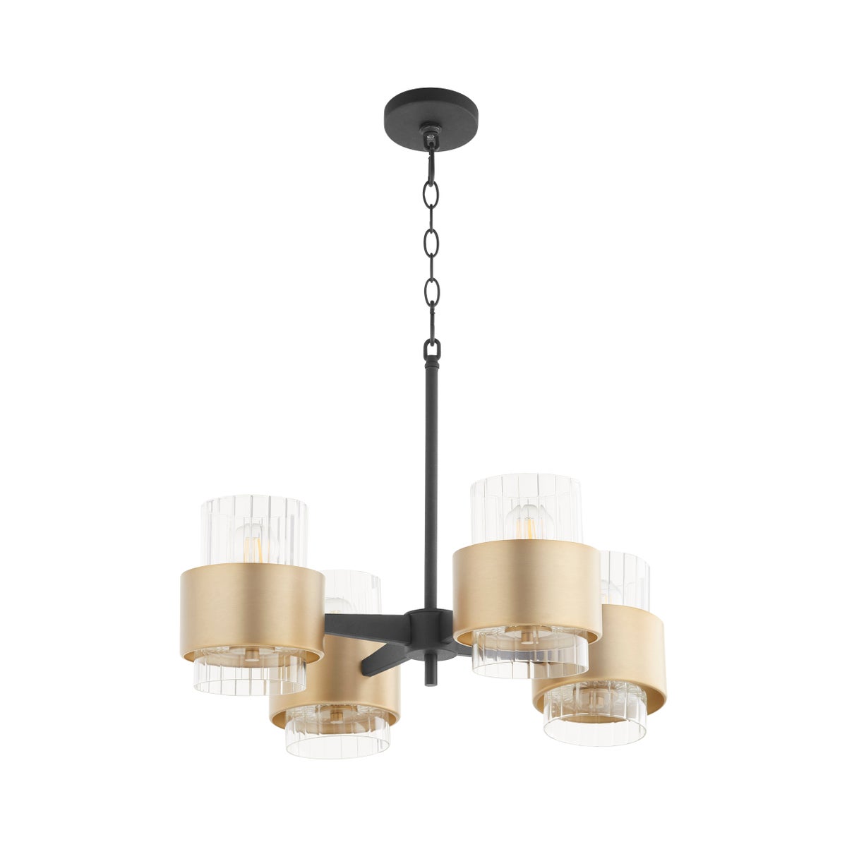 EPSILON 4 Light Chandelier - Black/Aged Brass