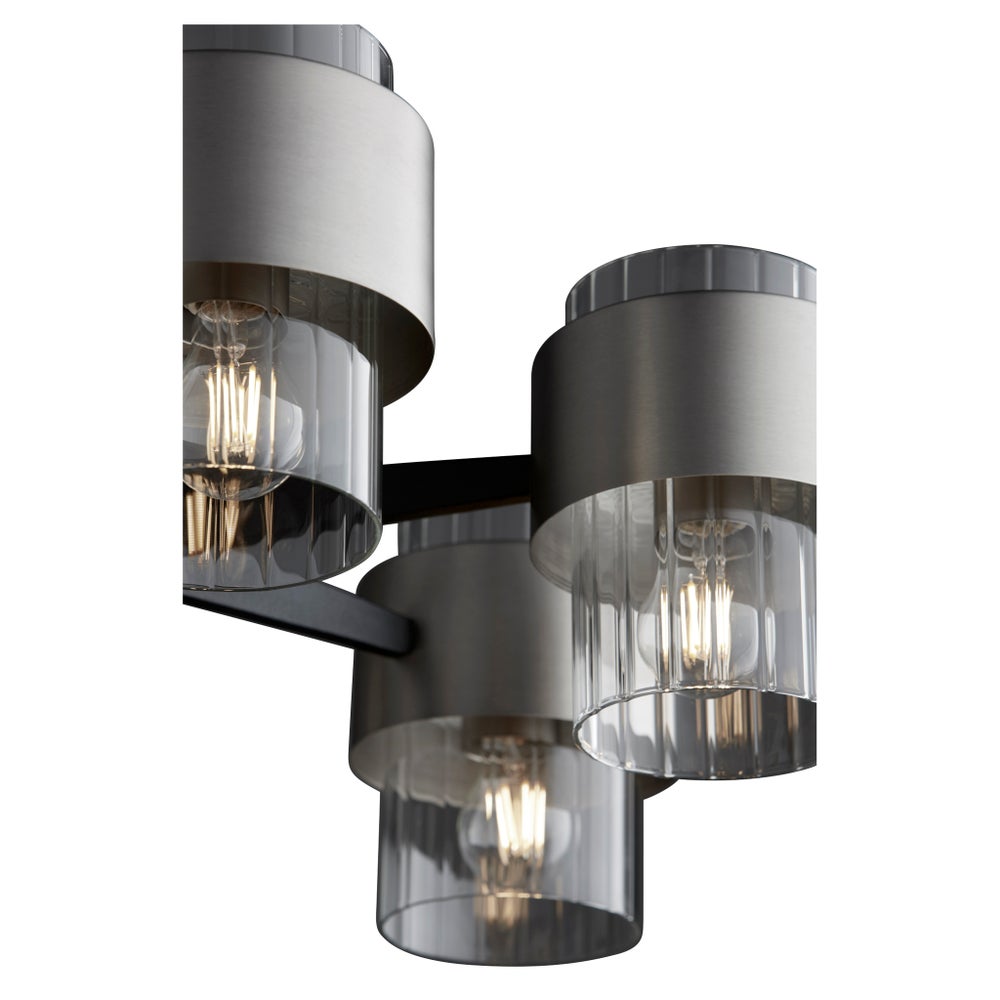 EPSILON 6 Light Chandelier - Black/Satin Nickel