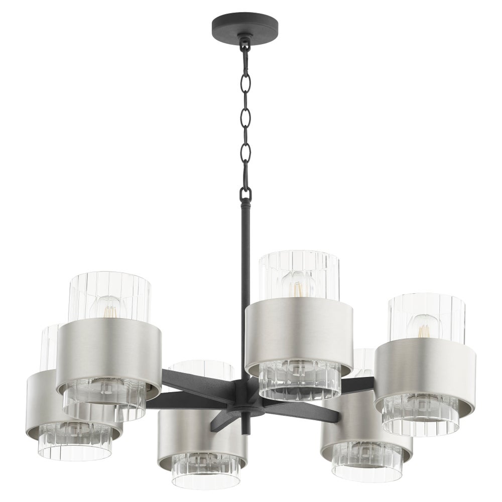 EPSILON 6 Light Chandelier - Black/Satin Nickel