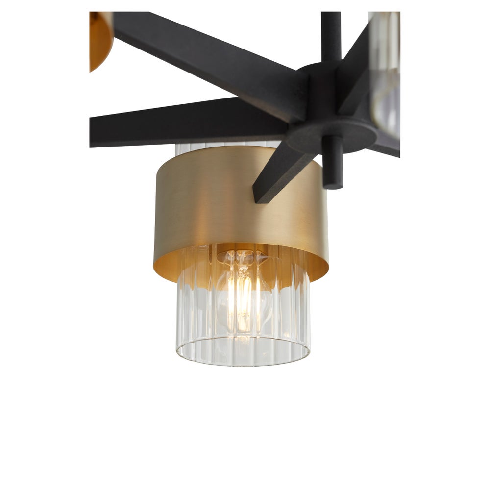 EPSILON 6 Light Chandelier - Black/Aged Brass