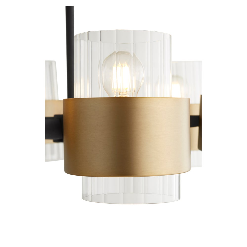 EPSILON 6 Light Chandelier - Black/Aged Brass