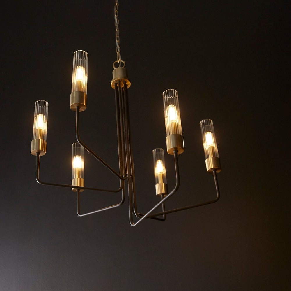 Helix 6 Light Black Transitional Chandelier