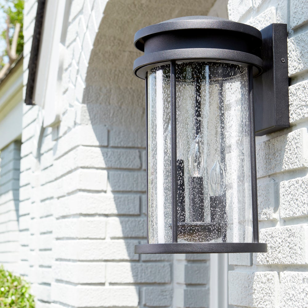 Hadley 15" 3-Light Black Outdoor Wall Light