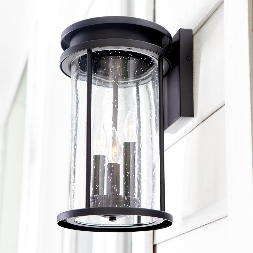 Hadley 15" 3-Light Black Outdoor Wall Light