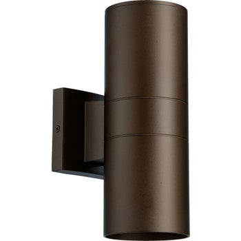 Cylinder 12" 2-Light Oiled Bronze Outdoor Wall Light