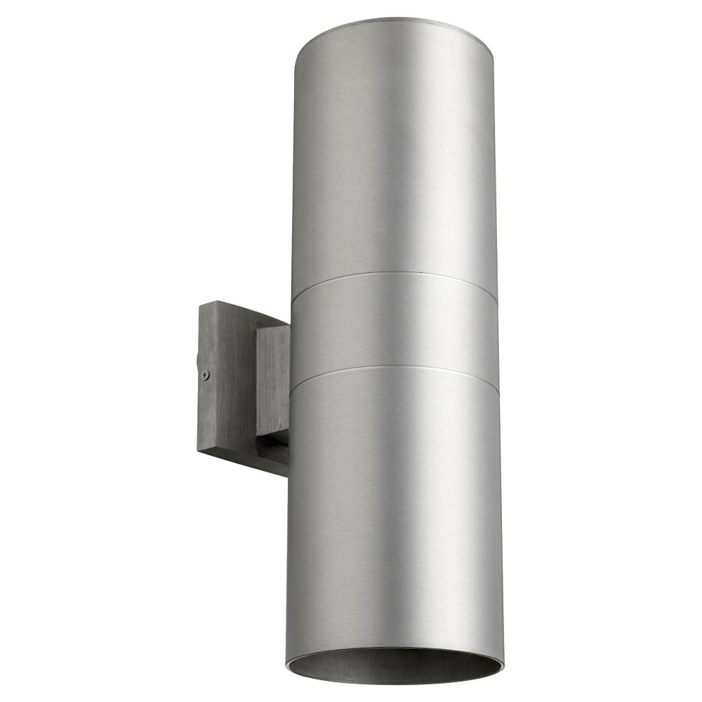 Cylinder 17" 2 Light Contemporary Brushed Aluminum Outdoor Wall Light