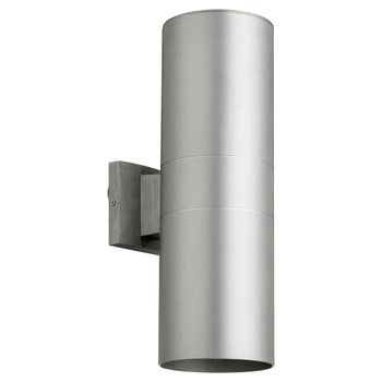 Cylinder 17" 2 Light Contemporary Brushed Aluminum Outdoor Wall Light