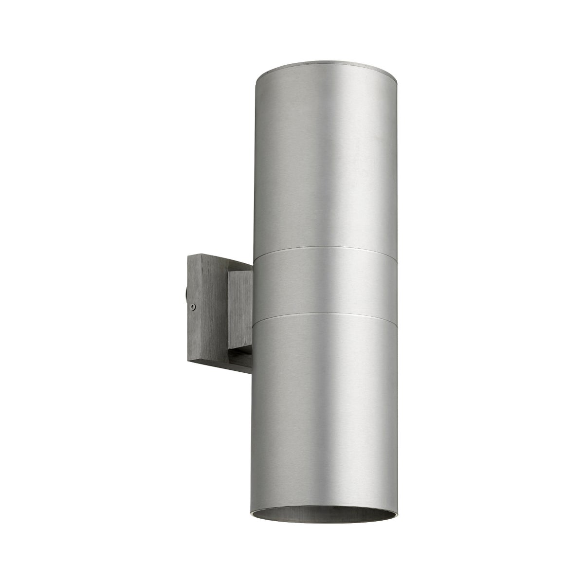 Cylinder 17" 2 Light Contemporary Brushed Aluminum Outdoor Wall Light