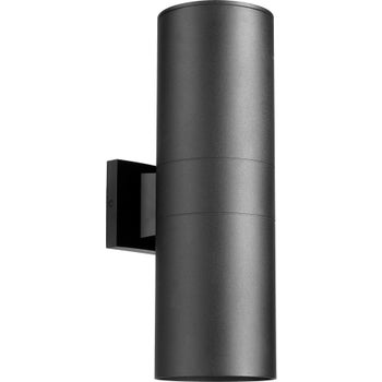 Cylinder 17" 2-Light Black Outdoor Wall Light