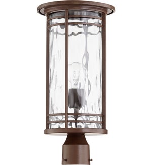 Larson Oiled Bronze Clear Hammered Glass Transitional Outdoor Post Light