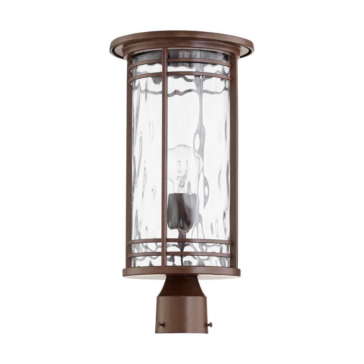 Larson Oiled Bronze Clear Hammered Glass Transitional Outdoor Post Light