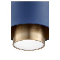 Two-Toned Blue/Aged Brass Cylinder Pendant