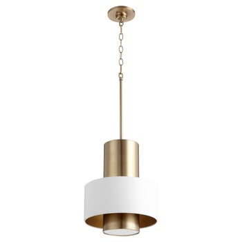 White and Aged Brass Soft Contemporary Pendant