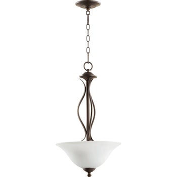 Spencer Oiled Bronze with Satin Opal Glass Transitional Pendant