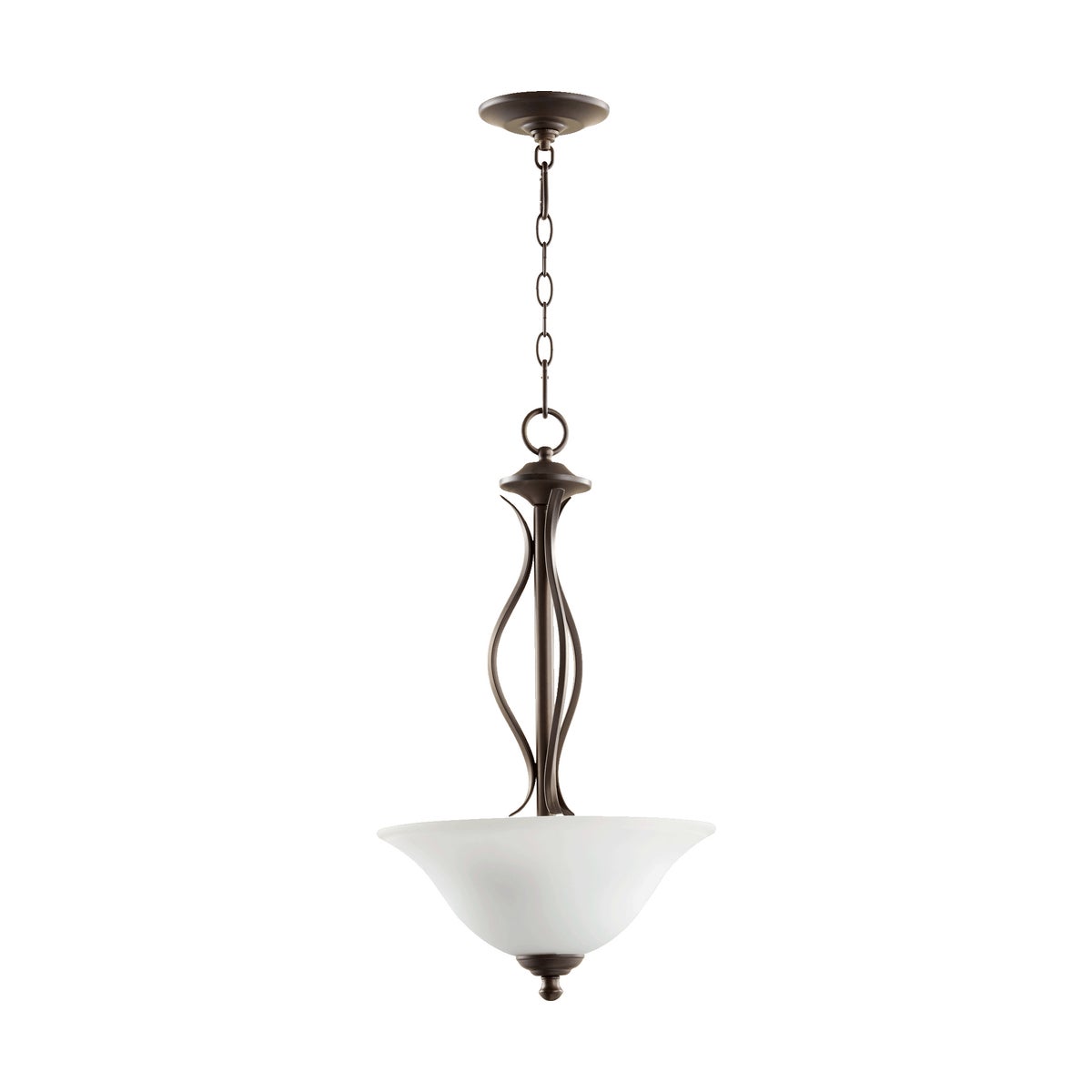 Spencer Oiled Bronze with Satin Opal Glass Transitional Pendant