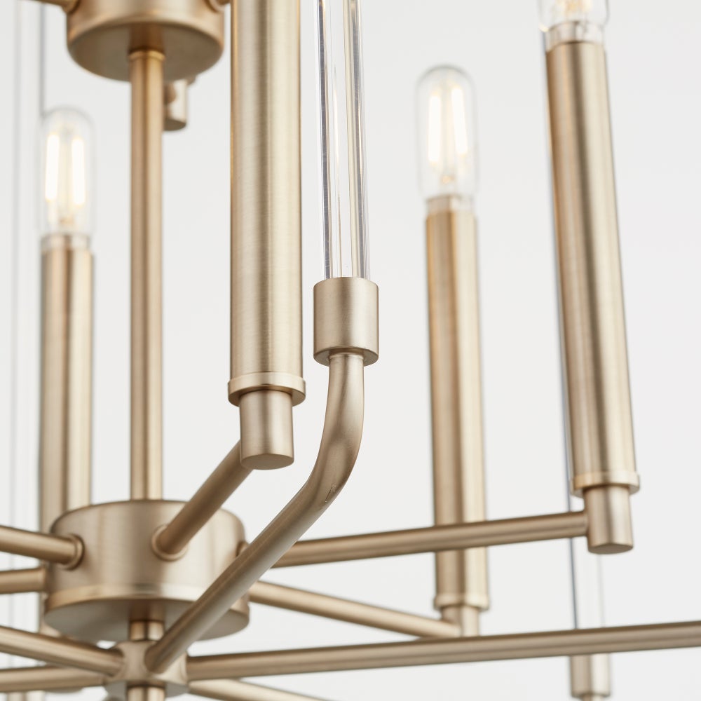 Optic 9 Light Aged Brass Pendant