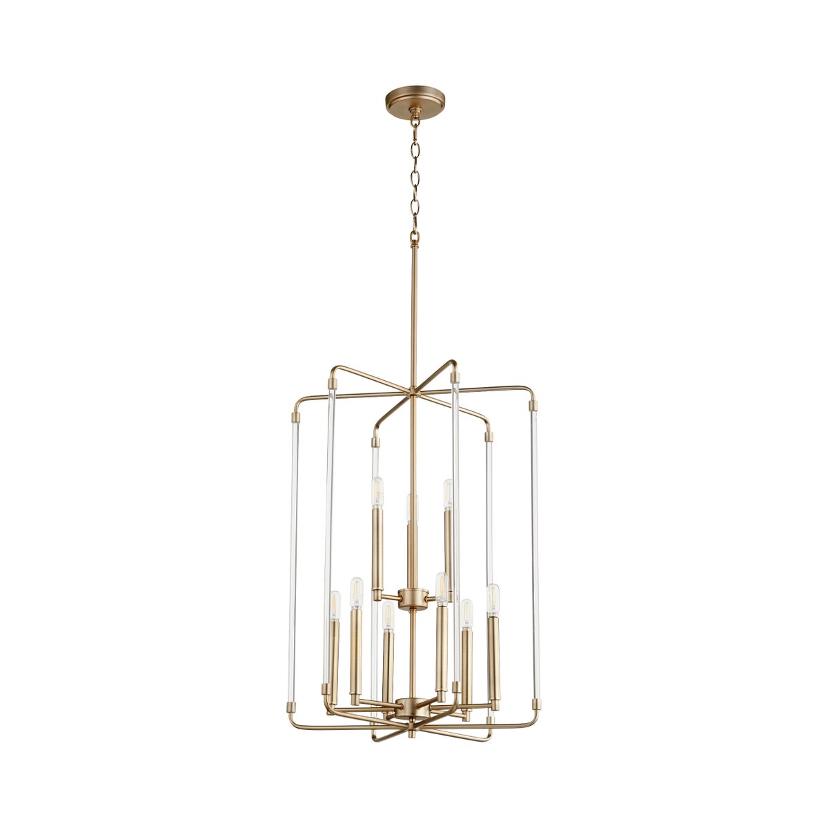 Optic 9 Light Aged Brass Pendant