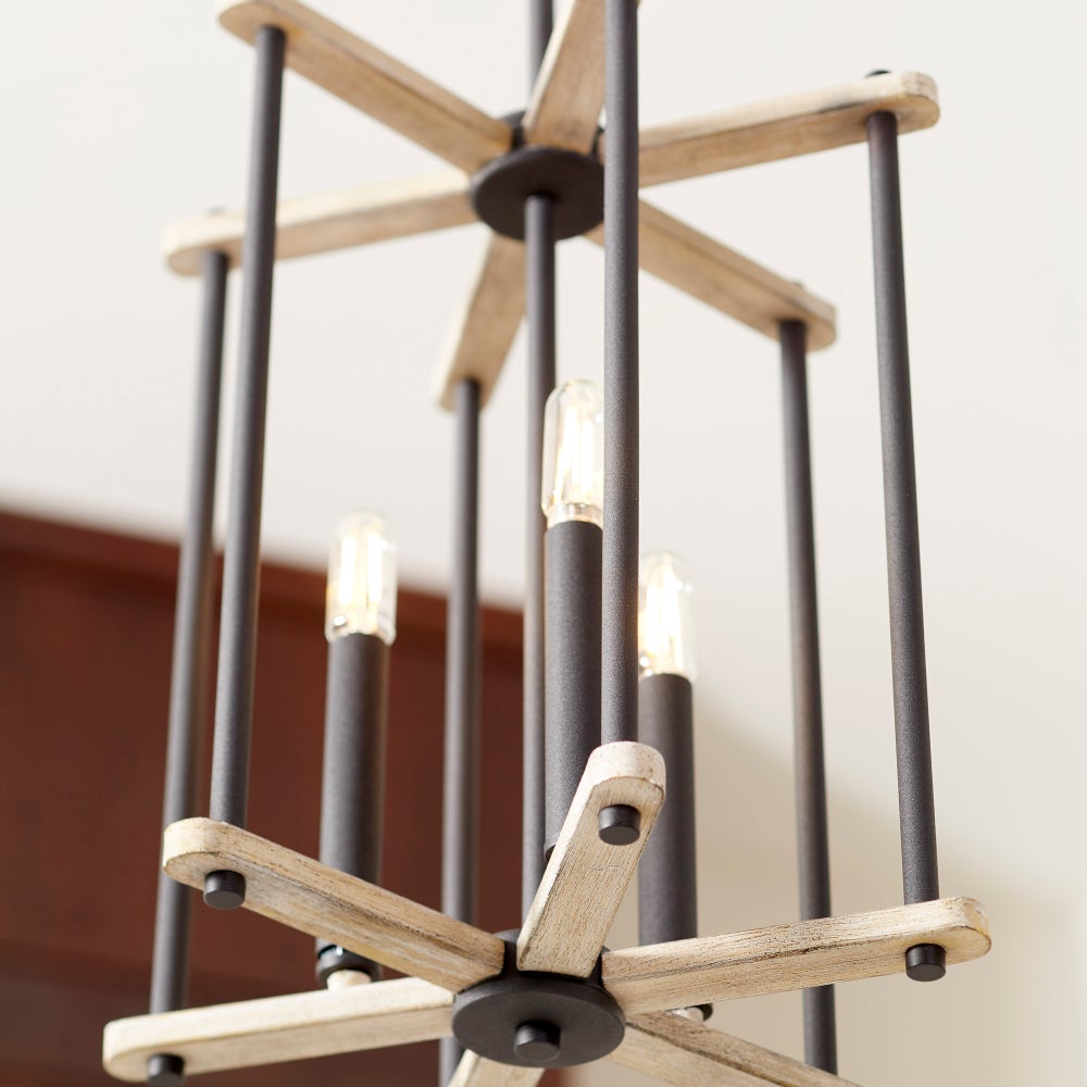 Silva 3 Light Black with Weathered Oak Finish Pendant