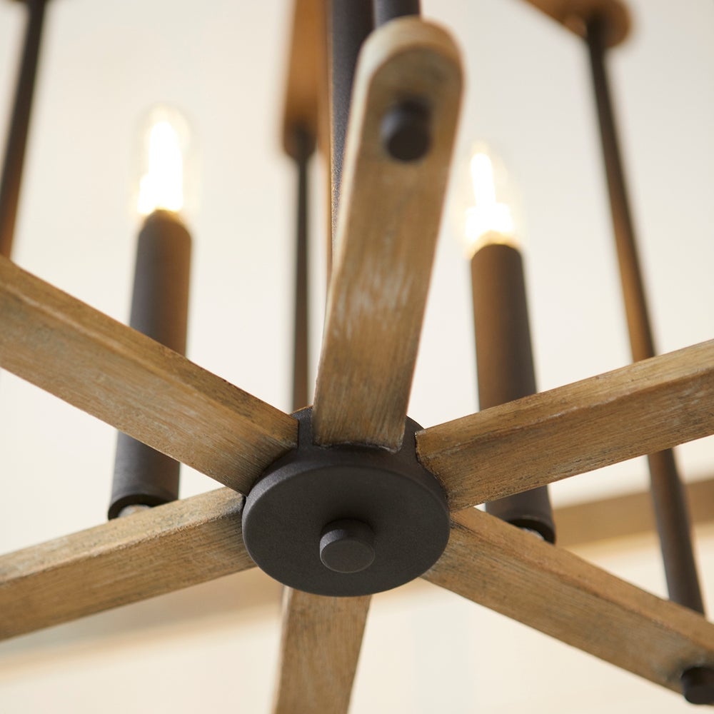 Silva 3 Light Black with Weathered Oak Finish Pendant