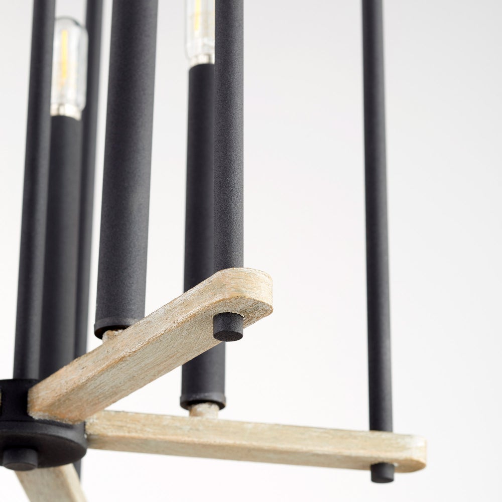 Silva 5 Light Black with Weathered Oak Finish Pendant