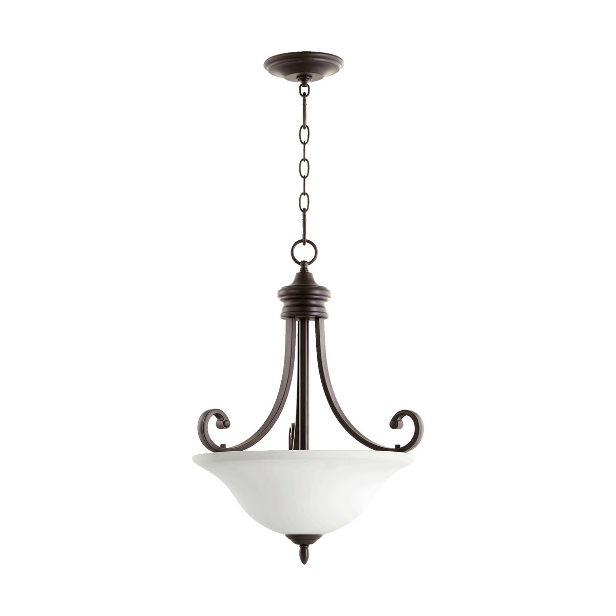 Bryant Oiled Bronze with Satin Opal Glass Traditional Pendant