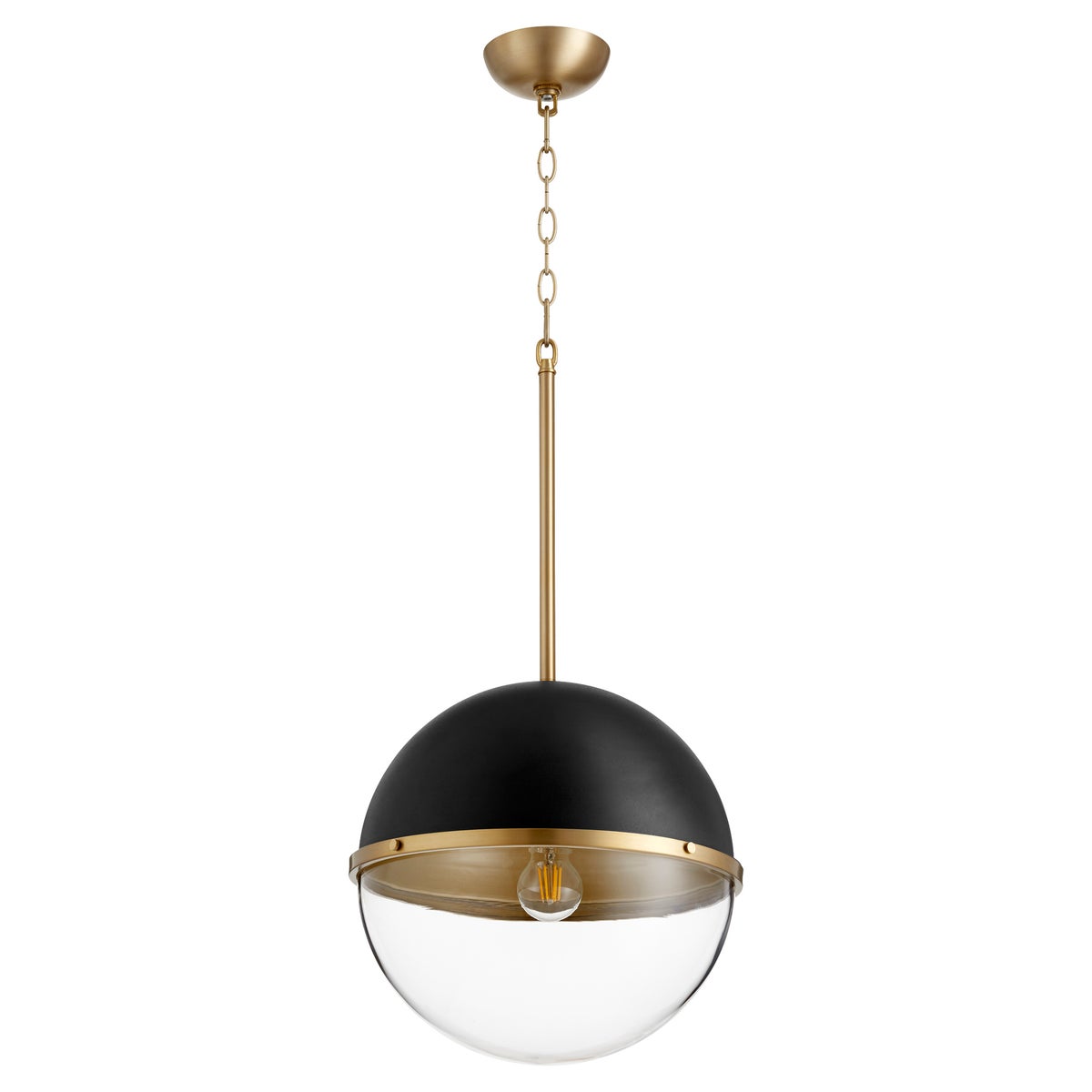 Black and Aged Brass Soft Contemporary Globe Pendant