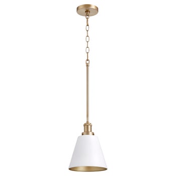 White with Aged Brass Transitional Pendant