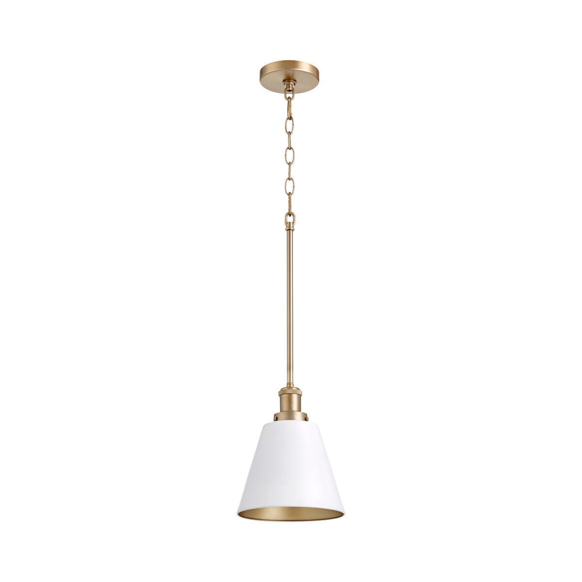 White with Aged Brass Transitional Pendant