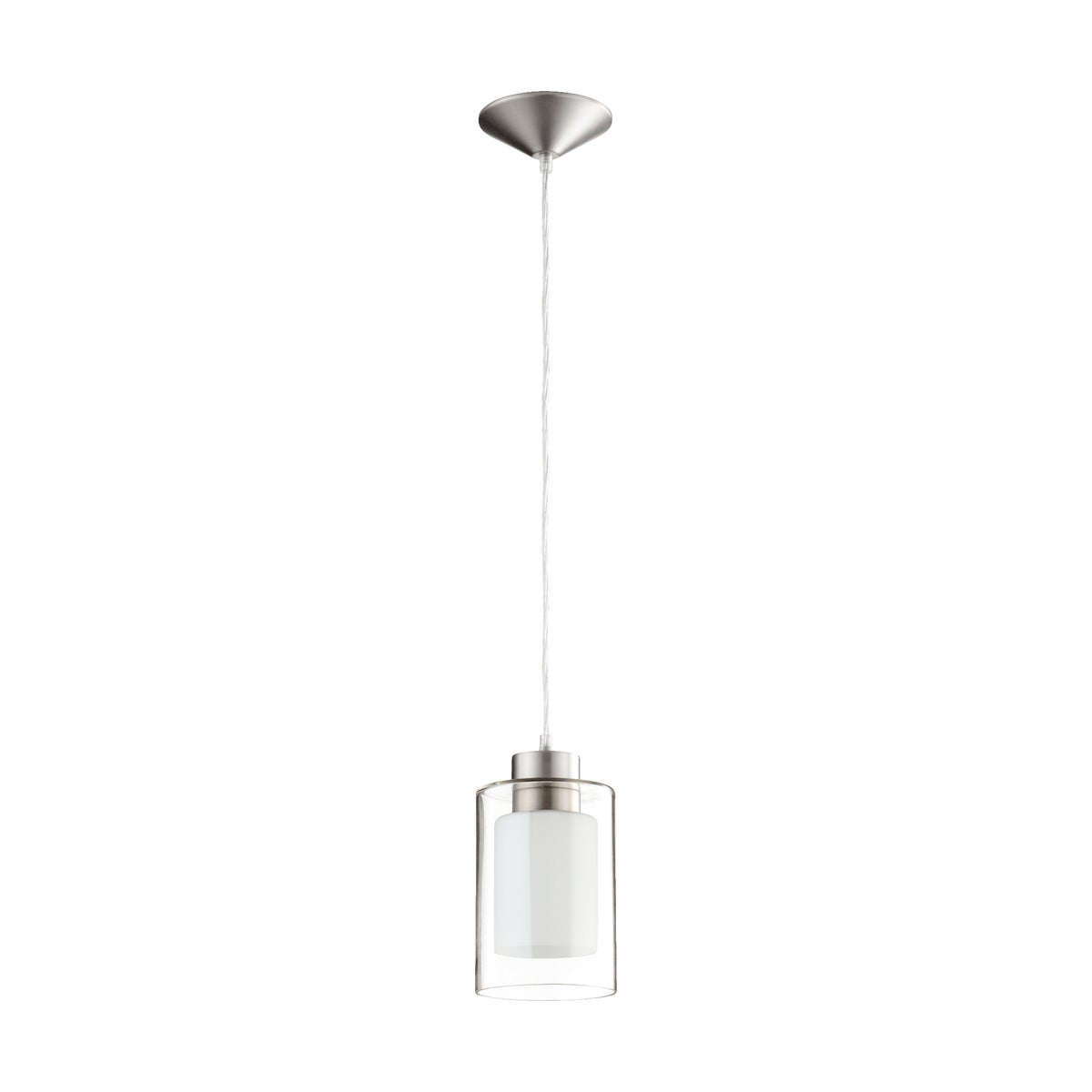 Satin Nickel Clear and White Transitional Mini Pendant
