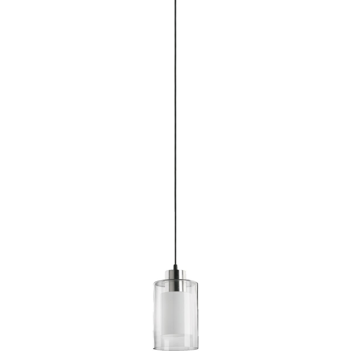 Satin Nickel Clear and White Transitional Mini Pendant