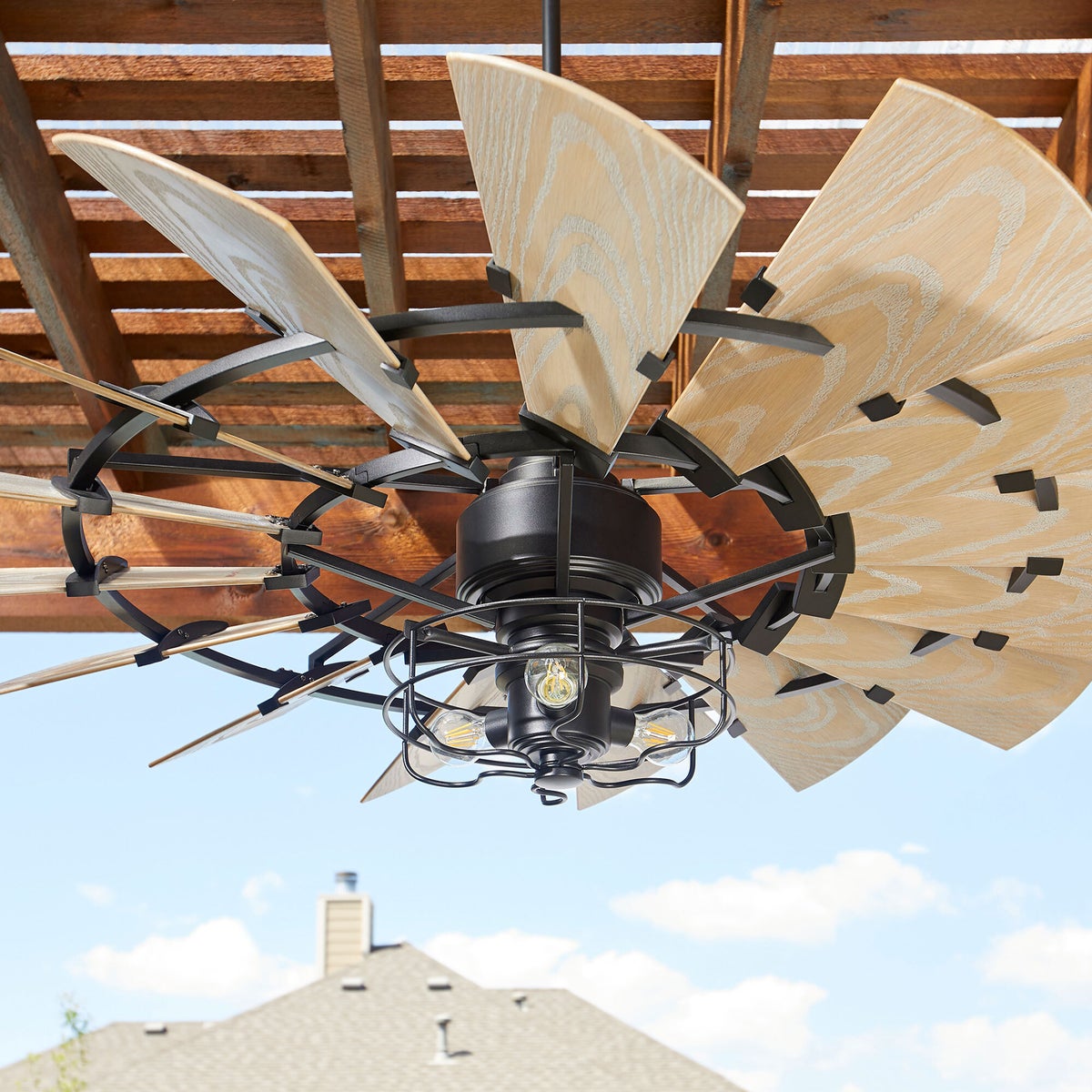 Windmill 60" Black Modern Farmhouse Ceiling Fan