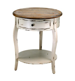 Abelard Side Table | Distressed White And Gray