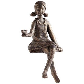 Girl Shelf Figurine | Oiled Bronze