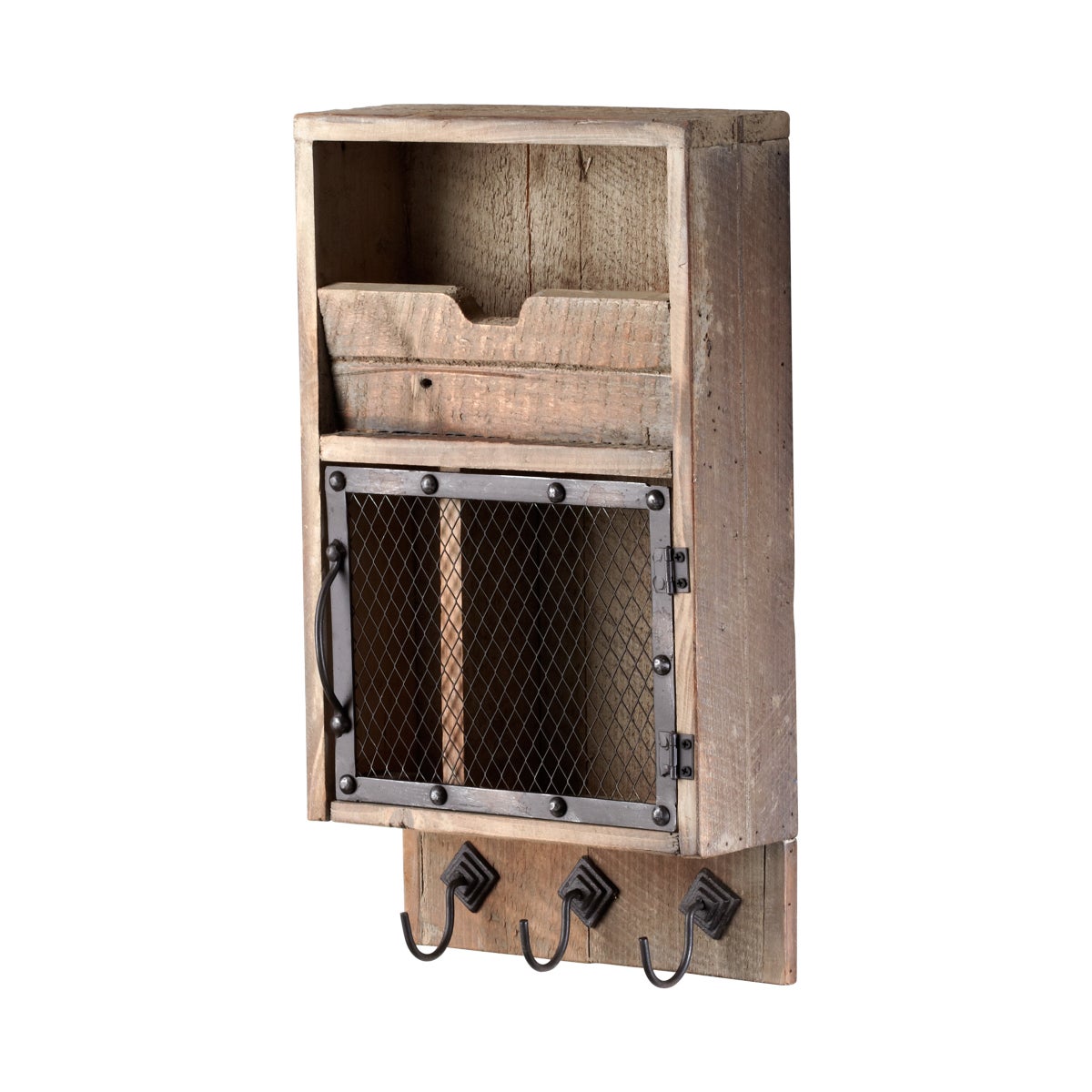 Casey Wall Organizer | Raw Iron And Natural Wood