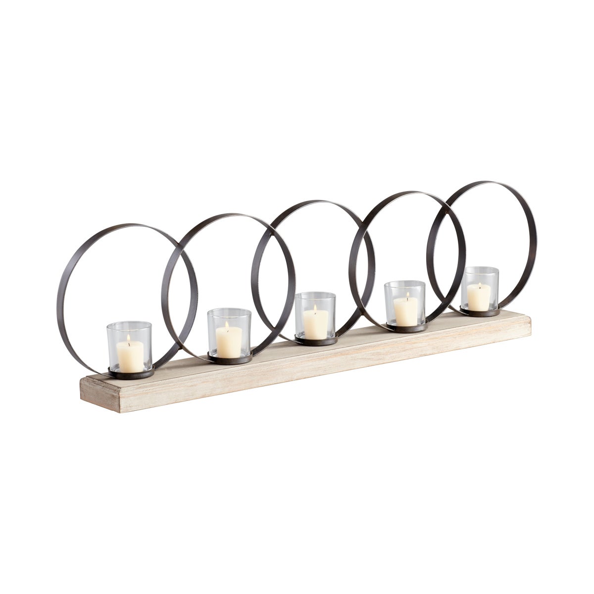 Ohhh Five Candle Candleholder | Raw Iron And Natural Wood