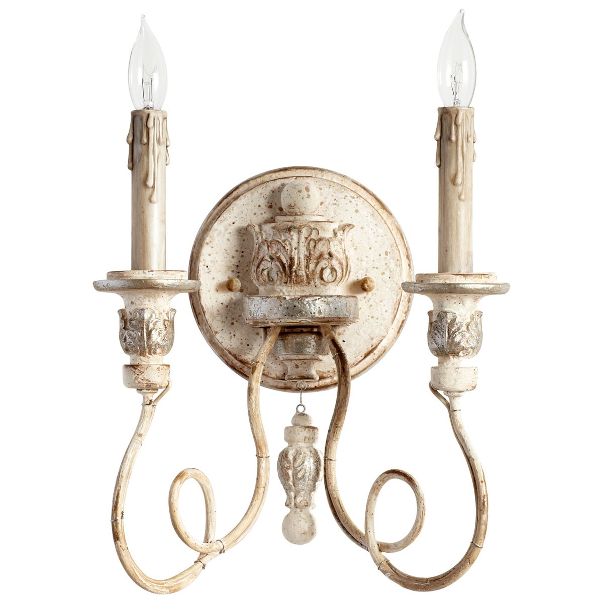 Florine Wall Bracket 2-Light | Persian White And Mystic Silver