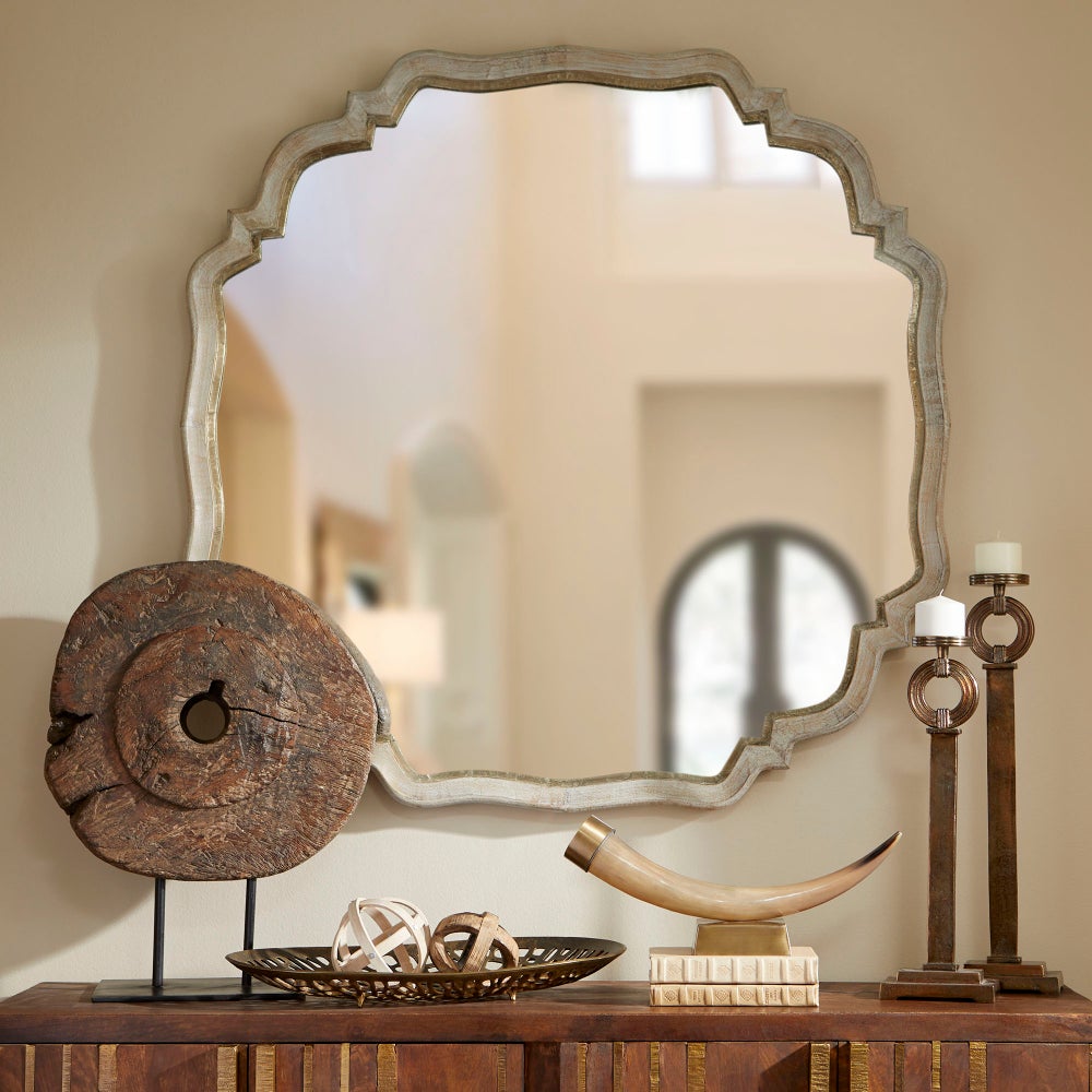 Medallion Mirror | White Patina - Medium