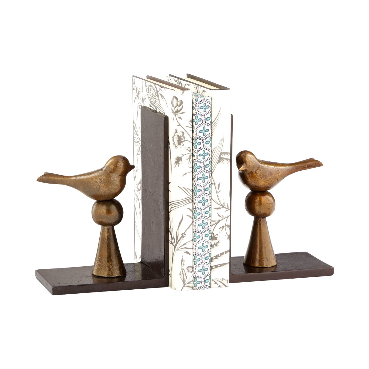Birds and Books, Antique Brass - bookends