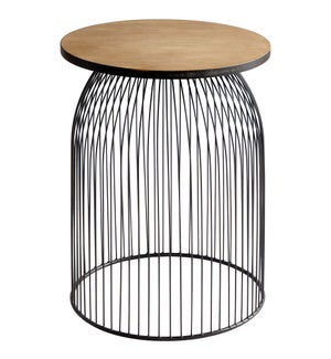 Bird Cage Table | Graphite And Natural Wood